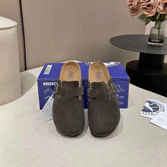 Birkenstock Men's Charcoal Suede Loafers - Picture 1 of 3